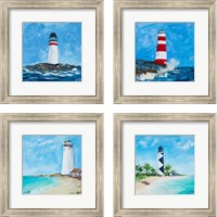 Framed 'Lighthouses 4 Piece Framed Art Print Set' border=