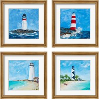 Framed 'Lighthouses 4 Piece Framed Art Print Set' border=