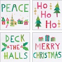 Framed 'Christmas Collage 4 Piece Art Print Set' border=