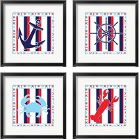 Framed 'Ahoy 4 Piece Framed Art Print Set' border=