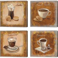 Framed 'Coffee Time on Wood 4 Piece Canvas Print Set' border=