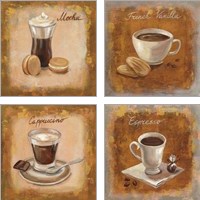 Framed 'Coffee Time on Wood 4 Piece Art Print Set' border=