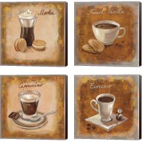 Framed 'Coffee Time on Wood 4 Piece Canvas Print Set' border=