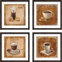 Framed 'Coffee Time on Wood 4 Piece Framed Art Print Set' border=