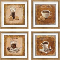 Framed 'Coffee Time on Wood 4 Piece Framed Art Print Set' border=