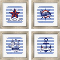 Framed 'On the Coast 4 Piece Framed Art Print Set' border=