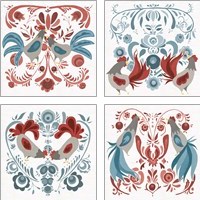 Framed 'Americana Roosters 4 Piece Art Print Set' border=