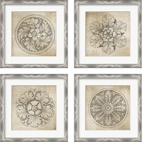 Framed 'Rosette Neutral 4 Piece Framed Art Print Set' border=