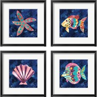 Framed 'Boho Reef  4 Piece Framed Art Print Set' border=