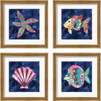 Framed 'Boho Reef  4 Piece Framed Art Print Set' border=