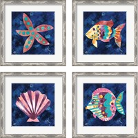 Framed 'Boho Reef  4 Piece Framed Art Print Set' border=