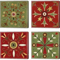 Framed 'Festive Tiles 4 Piece Canvas Print Set' border=