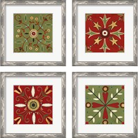 Framed 'Festive Tiles 4 Piece Framed Art Print Set' border=