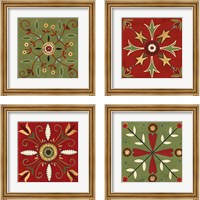 Framed 'Festive Tiles 4 Piece Framed Art Print Set' border=