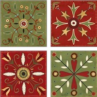 Framed 'Festive Tiles 4 Piece Art Print Set' border=