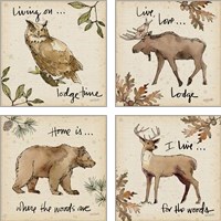 Framed 'Lodge Life 4 Piece Art Print Set' border=