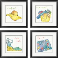 Framed 'Surfs Up 4 Piece Framed Art Print Set' border=