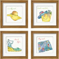 Framed 'Surfs Up 4 Piece Framed Art Print Set' border=