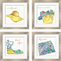 Framed 'Surfs Up 4 Piece Framed Art Print Set' border=