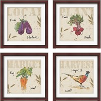 Framed 'Farmers Feast 4 Piece Framed Art Print Set' border=