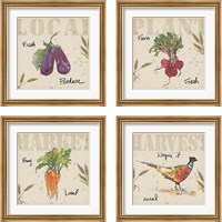 Framed 'Farmers Feast 4 Piece Framed Art Print Set' border=