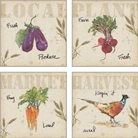 Framed 'Farmers Feast 4 Piece Art Print Set' border=