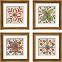 Framed 'Farmers Feast Tiles 4 Piece Framed Art Print Set' border=