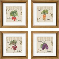 Framed 'Farmers Feast Harvest 4 Piece Framed Art Print Set' border=