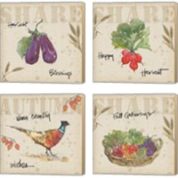 Framed 'Farmers Feast Harvest 4 Piece Canvas Print Set' border=