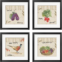 Framed 'Farmers Feast Harvest 4 Piece Framed Art Print Set' border=