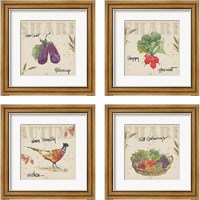 Framed 'Farmers Feast Harvest 4 Piece Framed Art Print Set' border=