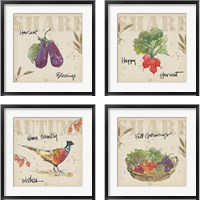 Framed 'Farmers Feast Harvest 4 Piece Framed Art Print Set' border=