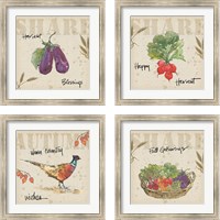 Framed 'Farmers Feast Harvest 4 Piece Framed Art Print Set' border=