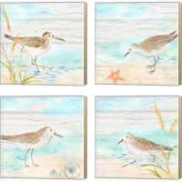 Framed 'Sandpiper Beach 4 Piece Canvas Print Set' border=