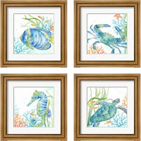 Framed 'Sea Life Serenade 4 Piece Framed Art Print Set' border=