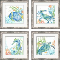 Framed 'Sea Life Serenade 4 Piece Framed Art Print Set' border=