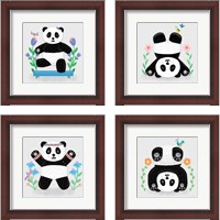 Framed 'Tumbling Pandas 4 Piece Framed Art Print Set' border=