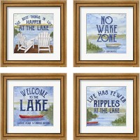 Framed 'Lake Living Panel 4 Piece Framed Art Print Set' border=