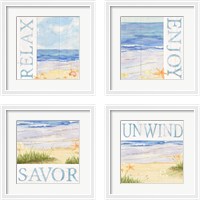 Framed 'Savor the Sea 4 Piece Framed Art Print Set' border=