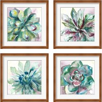 Framed 'Succulent Watercolor  4 Piece Framed Art Print Set' border=