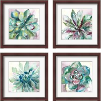 Framed 'Succulent Watercolor  4 Piece Framed Art Print Set' border=