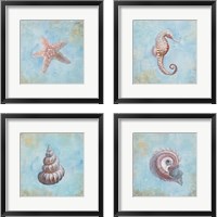 Framed 'Treasures from the Sea Watercolor 4 Piece Framed Art Print Set' border=