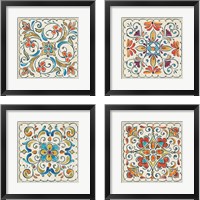 Framed 'Mediterranean Flair  4 Piece Framed Art Print Set' border=