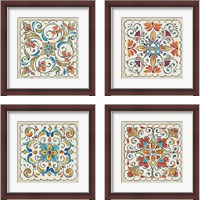 Framed 'Mediterranean Flair  4 Piece Framed Art Print Set' border=