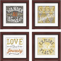 Framed 'Mod Triangles Wanderlust Retro 4 Piece Framed Art Print Set' border=