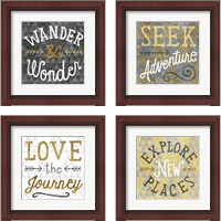 Framed 'Mod Triangles Wanderlust Gold 4 Piece Framed Art Print Set' border=