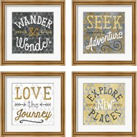 Framed 'Mod Triangles Wanderlust Gold 4 Piece Framed Art Print Set' border=