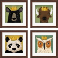 Framed 'Animal with Crown 4 Piece Framed Art Print Set' border=