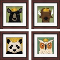 Framed 'Animal with Crown 4 Piece Framed Art Print Set' border=