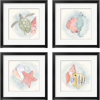 Framed 'Sea Life 4 Piece Framed Art Print Set' border=